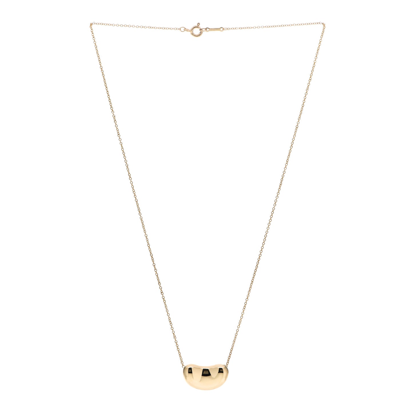 18K Yellow Gold 18mm Elsa Peretti Bean Pendant Necklace