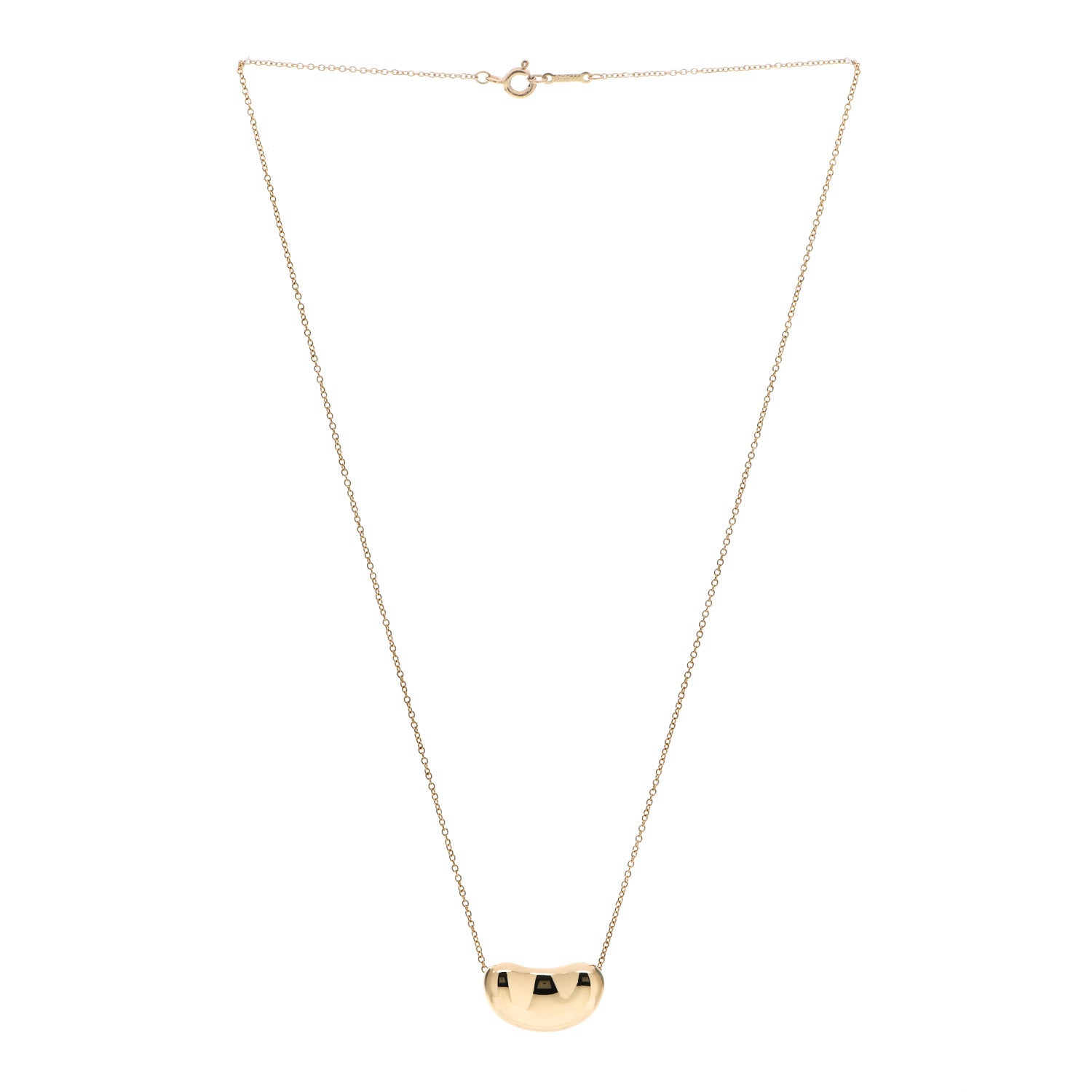 Tiffany 18K Yellow Gold 18mm Elsa Peretti Bean Pendant Necklace 3 of 4