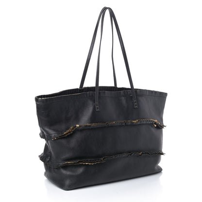 Fendi Calfskin Ruffle Roll Tote Black 2 of 7