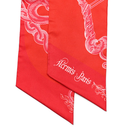 Hermes Silk Della Cavalleria Maxi Twilly Vermillon Fuchsia 2 of 4