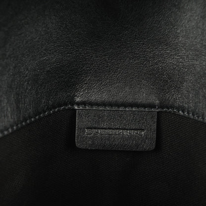 Burberry Horseshoe Calfskin House Check Small Milton Crossbody Bag Black 6 of 7