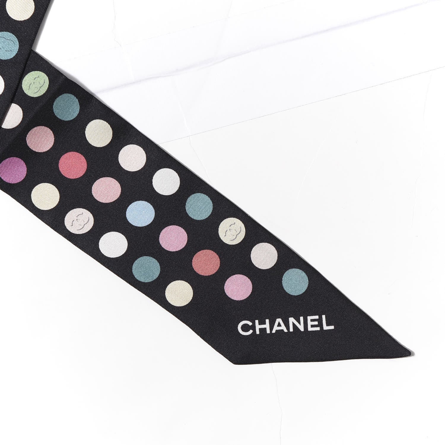 Chanel Silk Polka Dot CC Slim Bandeau Black Multicolor 2 of 3