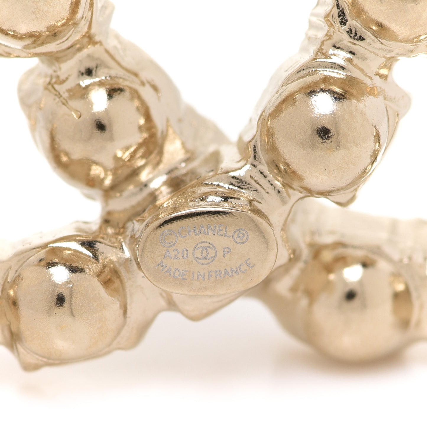 Crystal Coco's Pearls CC Brooch Light Gold