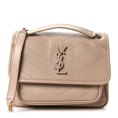 Saint Laurent Lambskin Calfskin Matelasse Monogram Baby Niki Chain Satchel Dark Beige 1 of 11