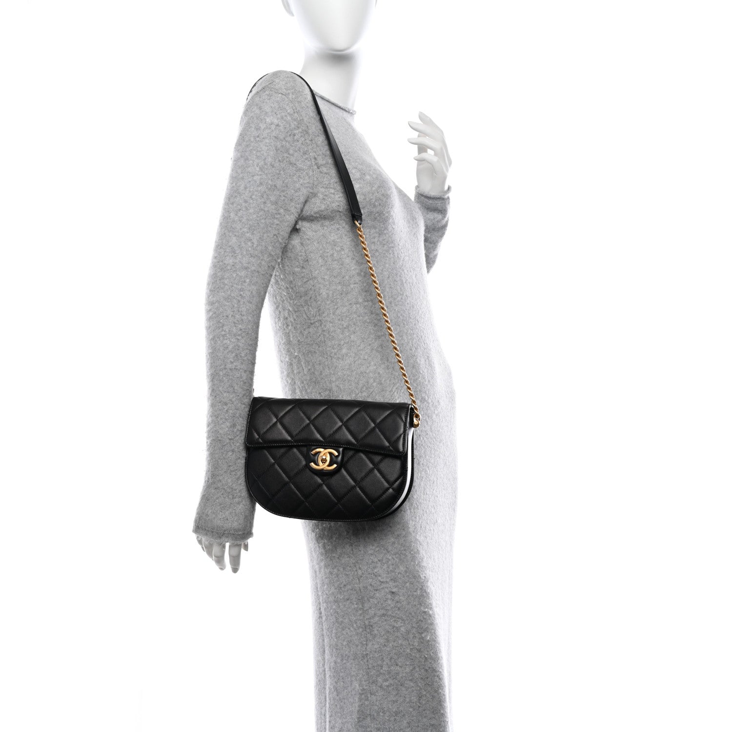 Chanel Calfskin Quilted Small Moon Messenger Black 2 of 11
