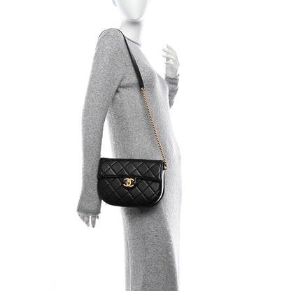 Chanel Calfskin Quilted Small Moon Messenger Black 2 of 11
