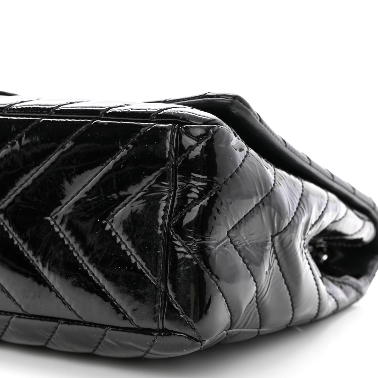 Chanel Patent Chevron Quilted Maxi Single Flap Black 11 of 13