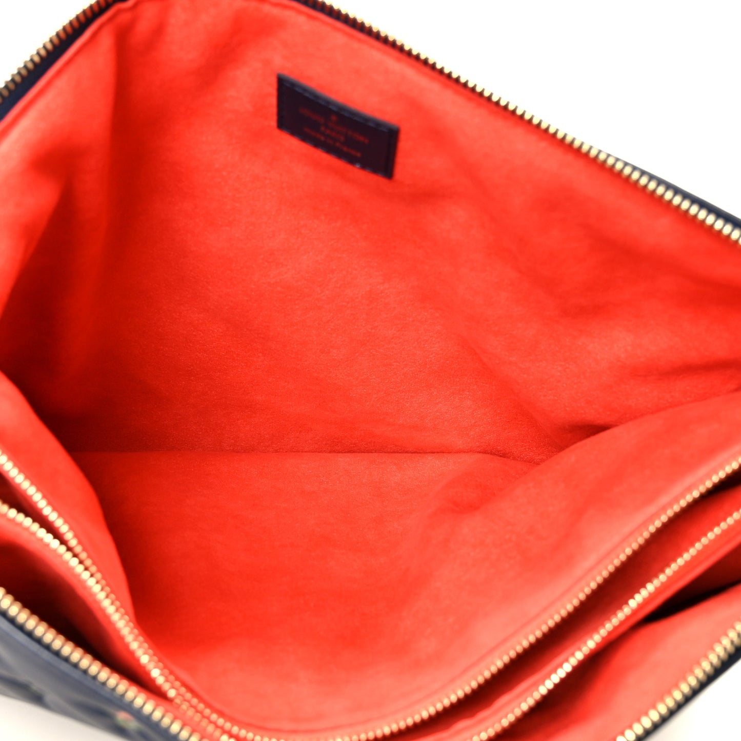 Lambskin Embossed Monogram LV Garden Coussin MM Navy Blue