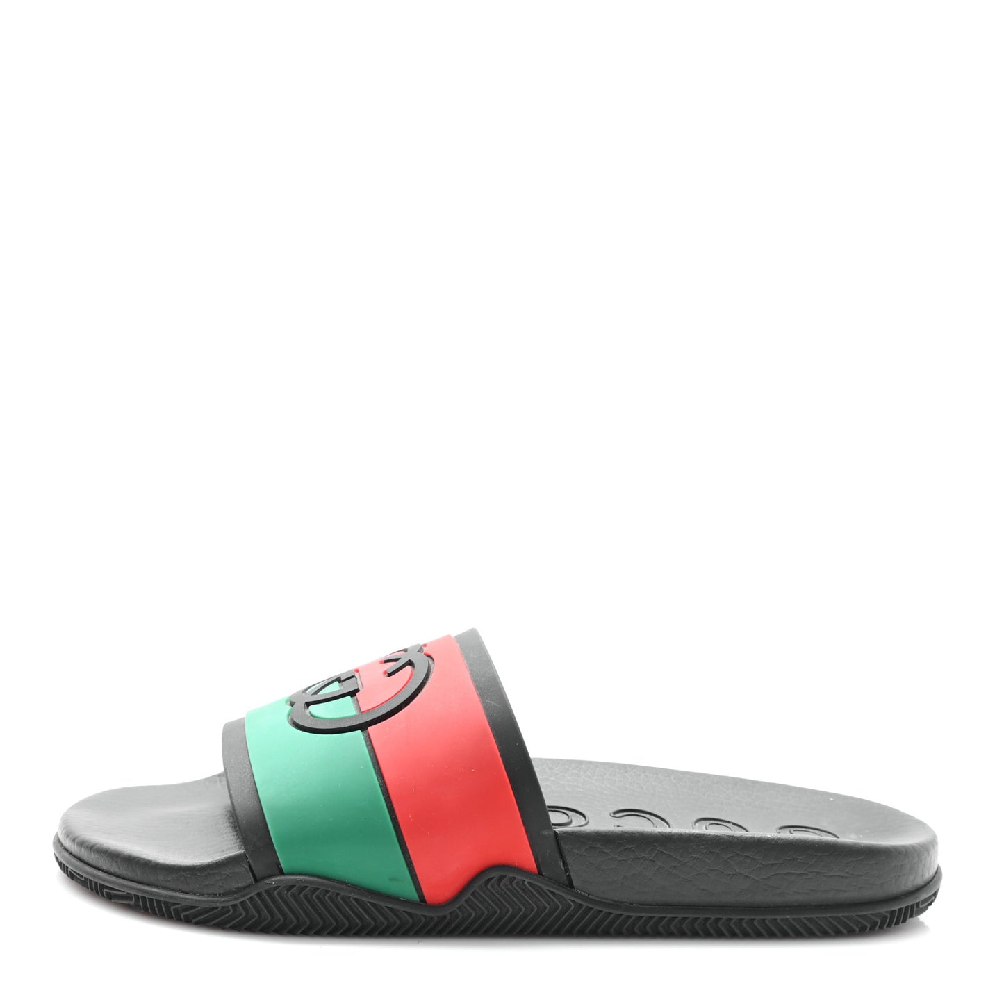 Rubber Web Womens Interlocking G Slide Sandals 40 Black Green Red