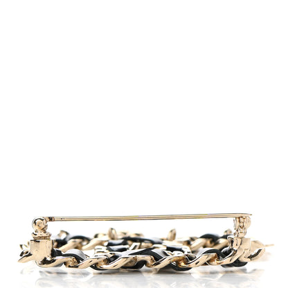 Chanel Lambskin Crystal Chain CC Charms Brooch Black Gold 4 of 7