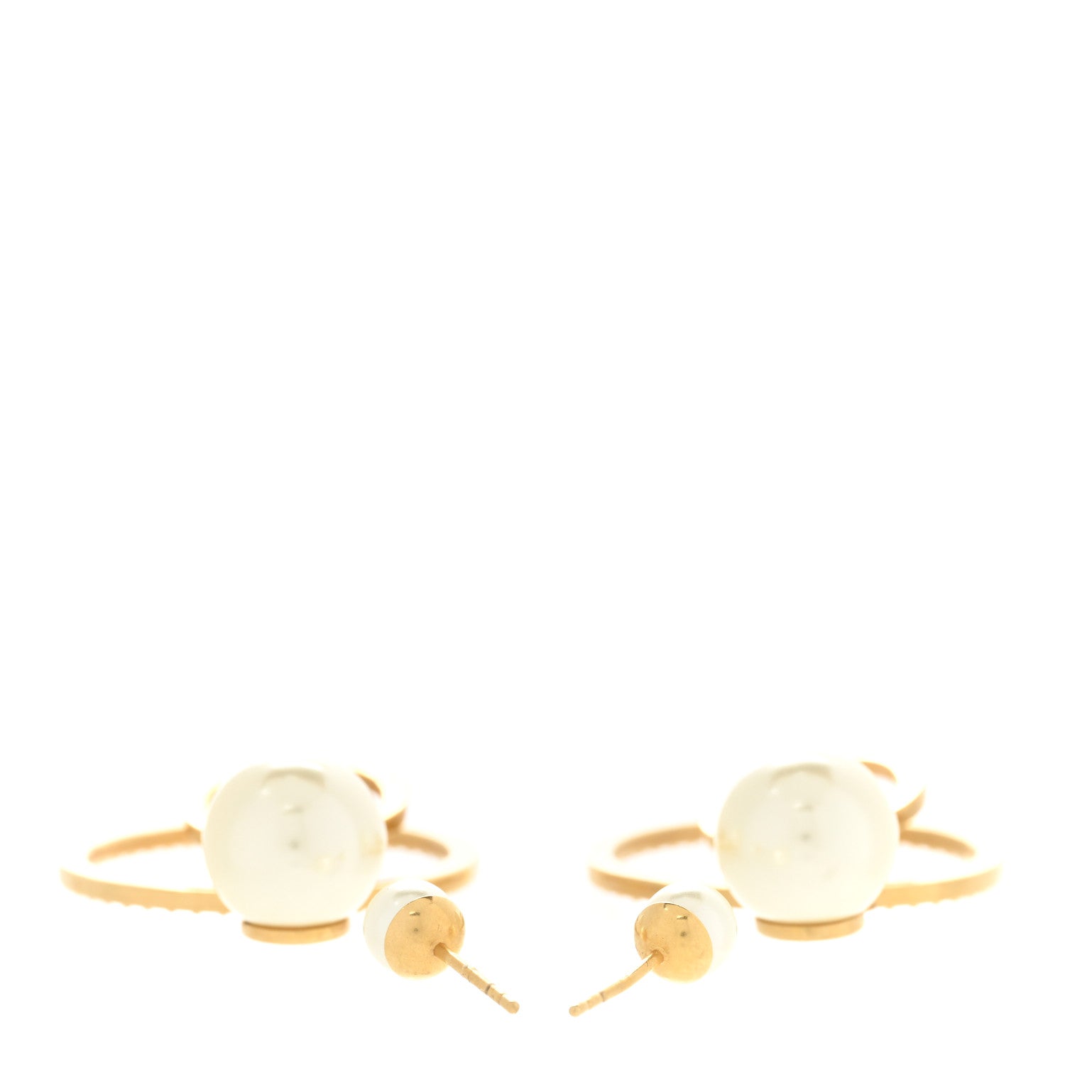 Christian Dior Crystal Pearl CD Montaigne Hoop Earrings Gold 3 of 4