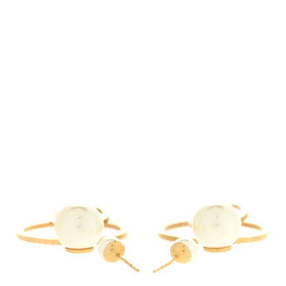 Christian Dior Crystal Pearl CD Montaigne Hoop Earrings Gold 3 of 4