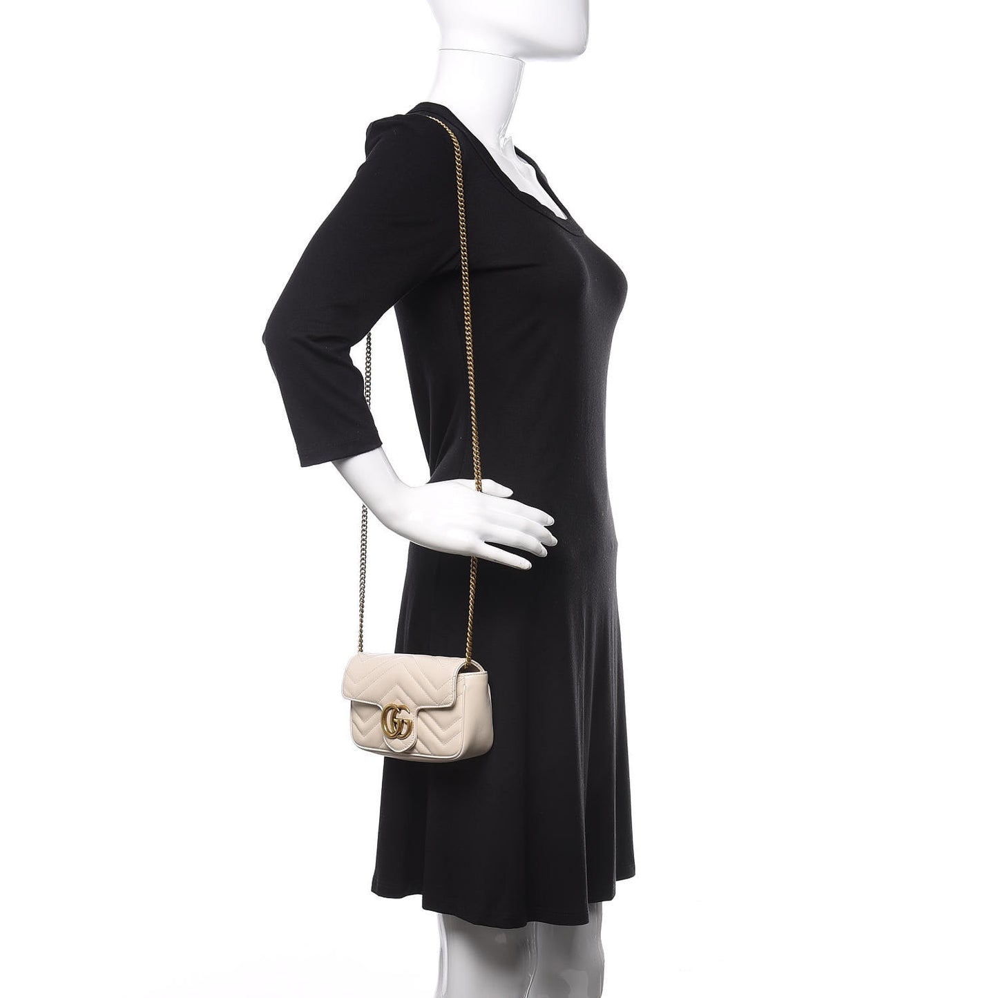 Calfskin Matelasse Super Mini GG Marmont Shoulder Bag White