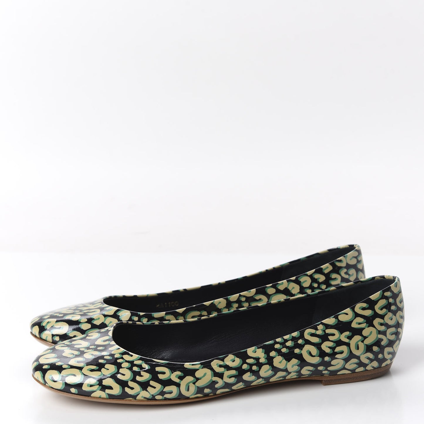 Patent Leopard Ballet Flats 40 Blue Infini