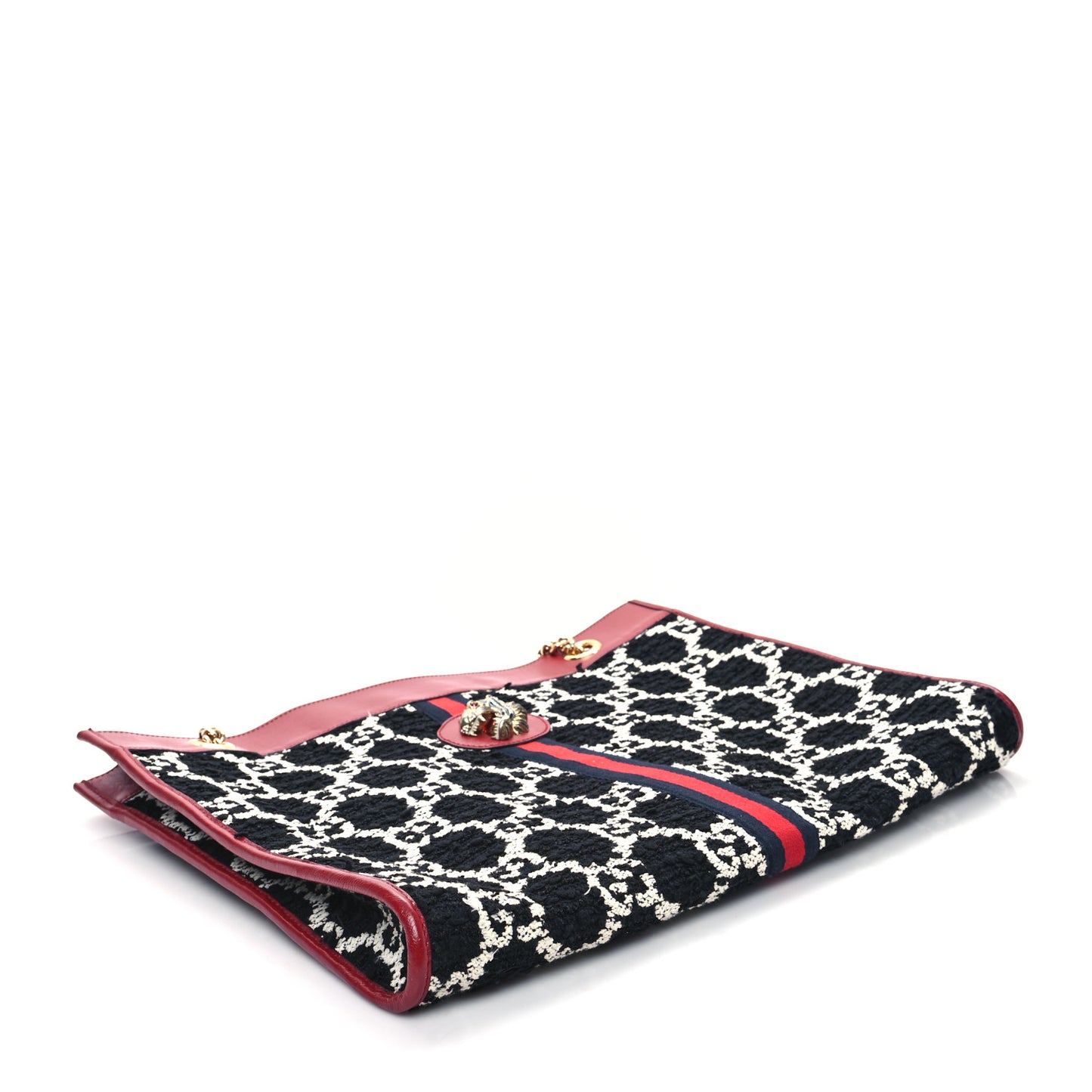 Tweed GG Monogram Large Rajah Chain Tote Romantic Cherry Black White