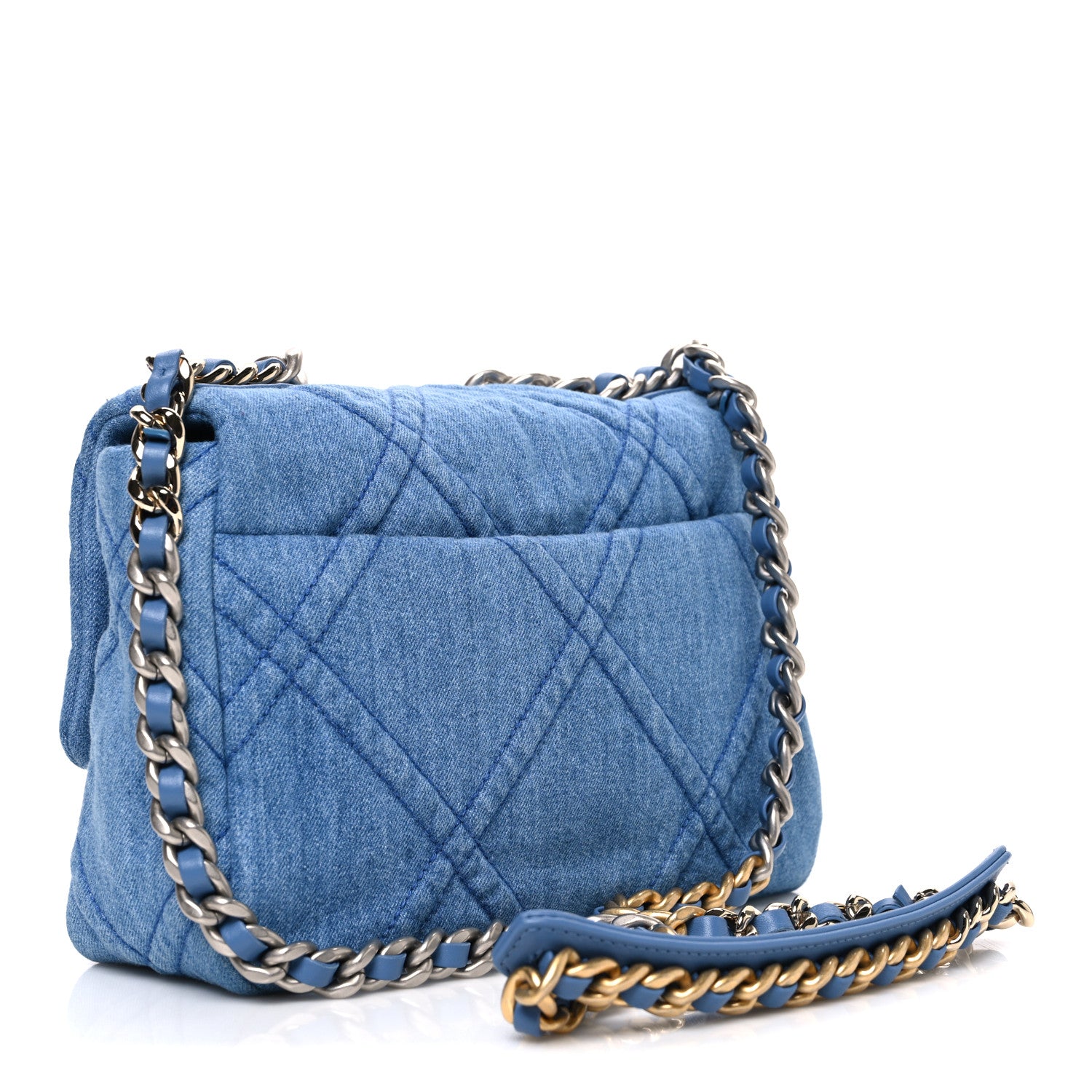 Chanel Denim Quilted Medium Chanel 19 Flap Blue 3 of 10