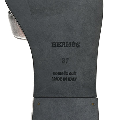 Hermes Metallic Nappa Box Oran Sandals 37 Canon De Fusil Argent 8 of 9
