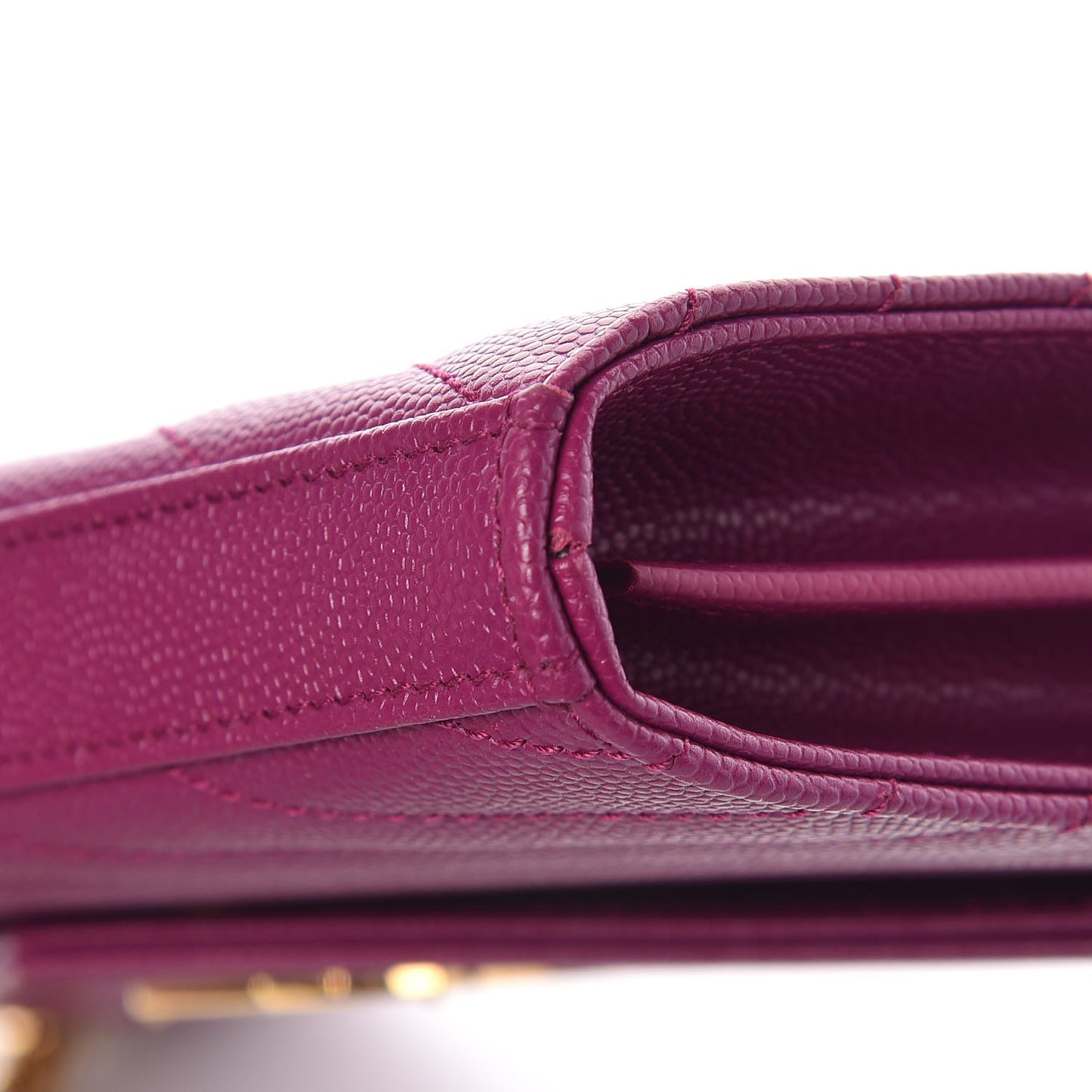Grain De Poudre Matelasse Chevron Monogram Chain Wallet Dark Grape