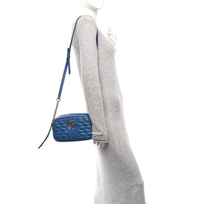 Gucci Calfskin Matelasse Aria Small GG Marmont Chain Shoulder Bag Clear Blue 2 of 10