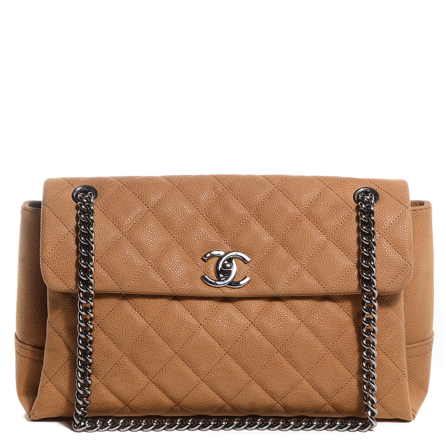 Iridescent Caviar Medium Lady Pearly Flap Beige