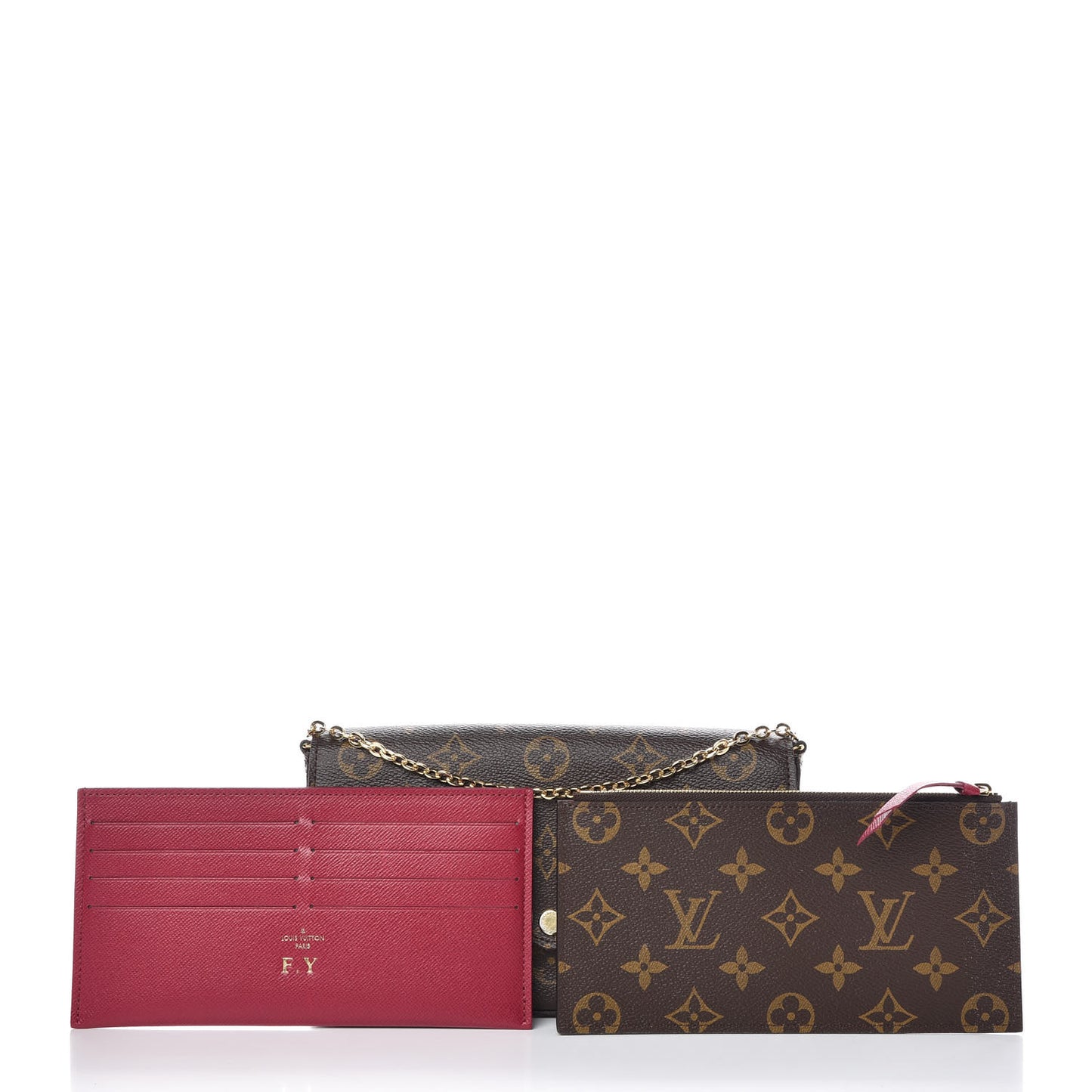 Monogram Pochette Felicie Chain Wallet Fuchsia