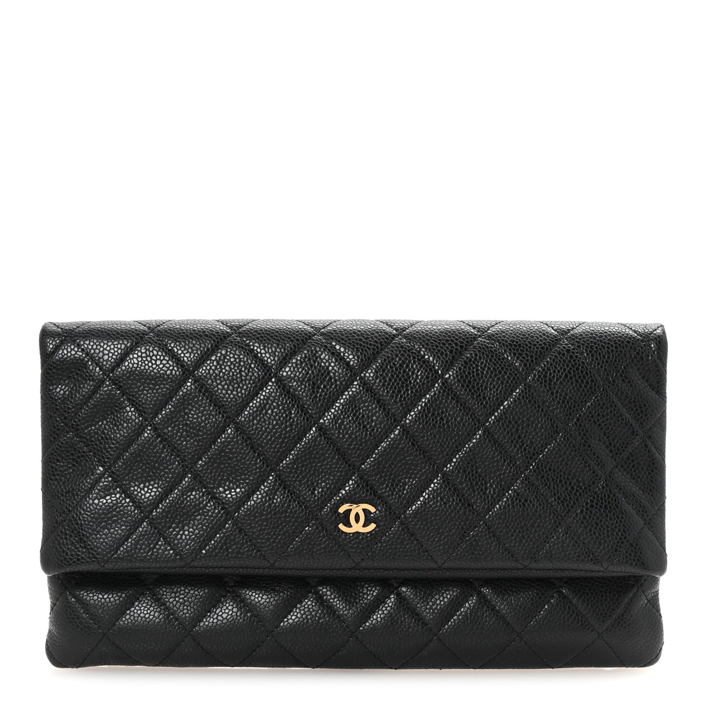 Caviar Quilted CC Beauty Clutch Black