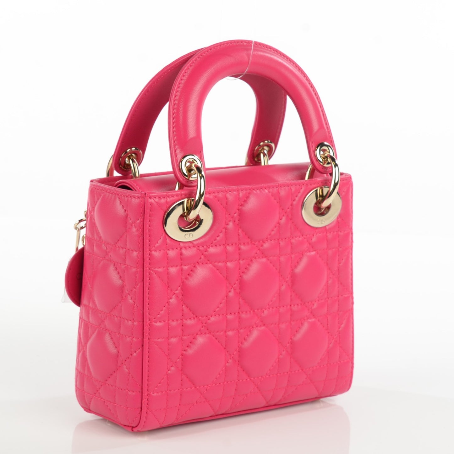 Lambskin Cannage Mini Lady Dior Fuchsia