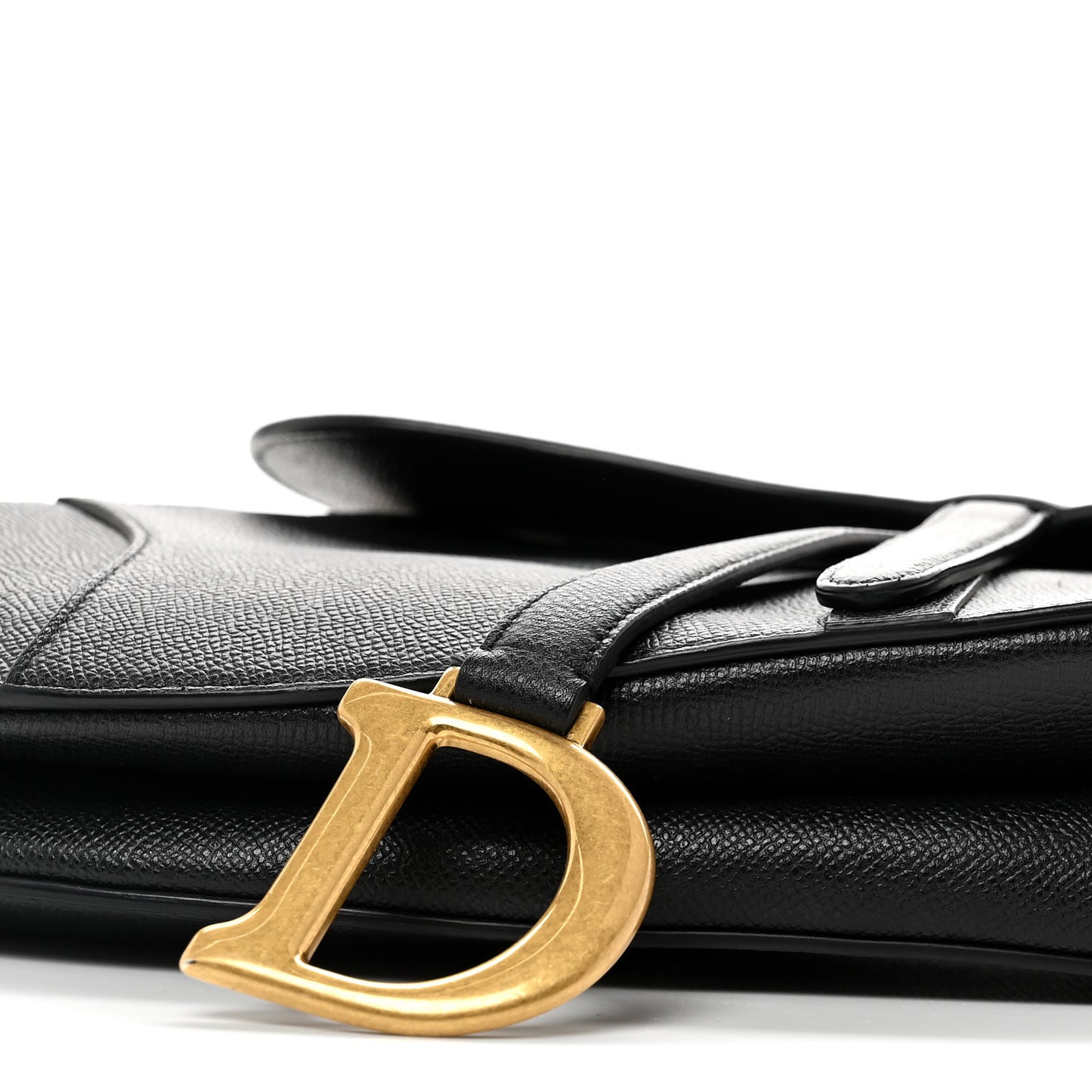 Grained Calfskin Saddle Bag Black