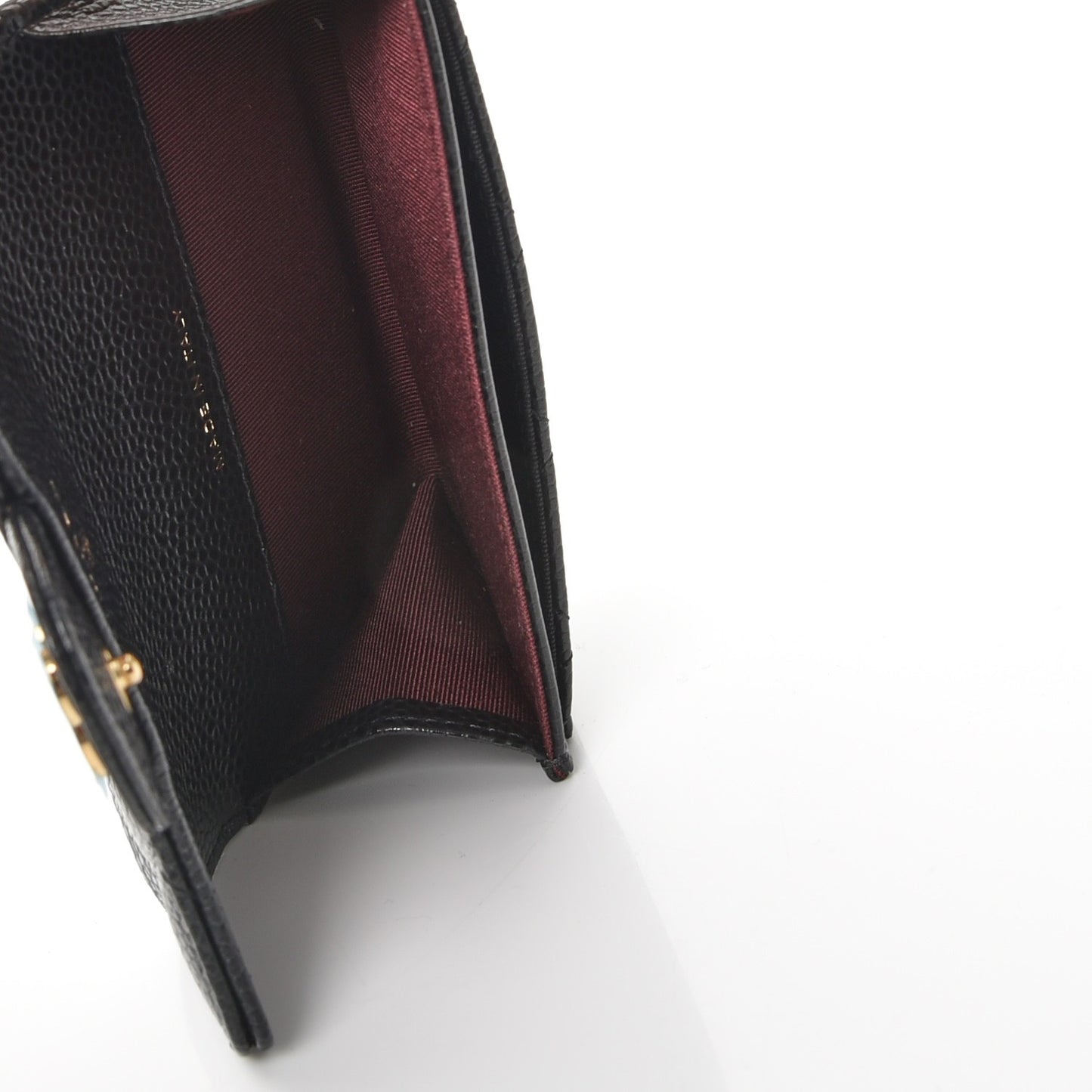 Caviar Quilted Flap Card Holder Black
