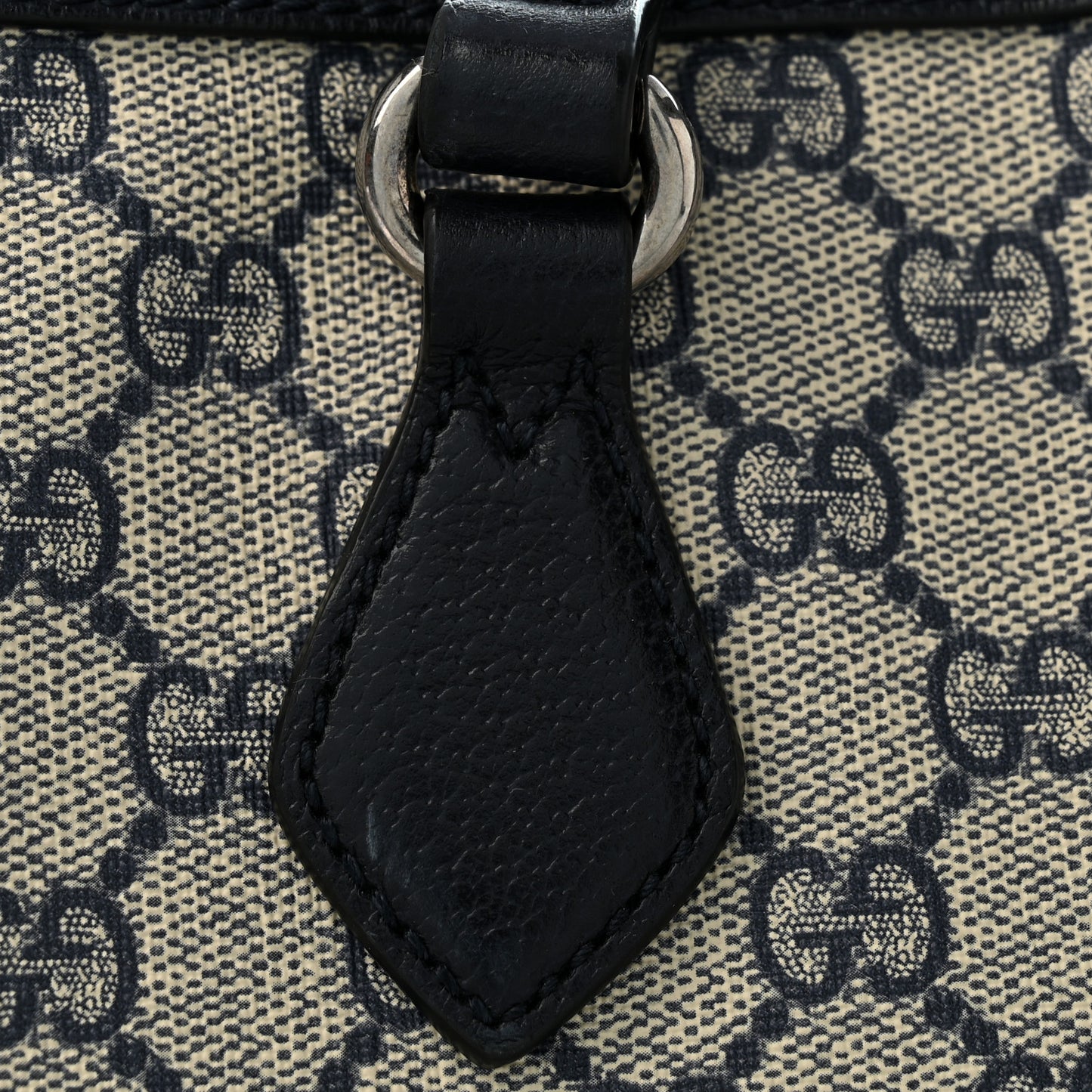 GG Supreme Monogram Textured Calfskin Web Medium Ophidia Shopping Tote Beige Blue