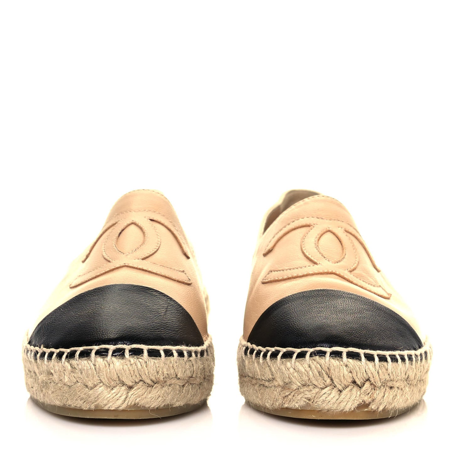 Lambskin CC Espadrilles 36 Beige Black