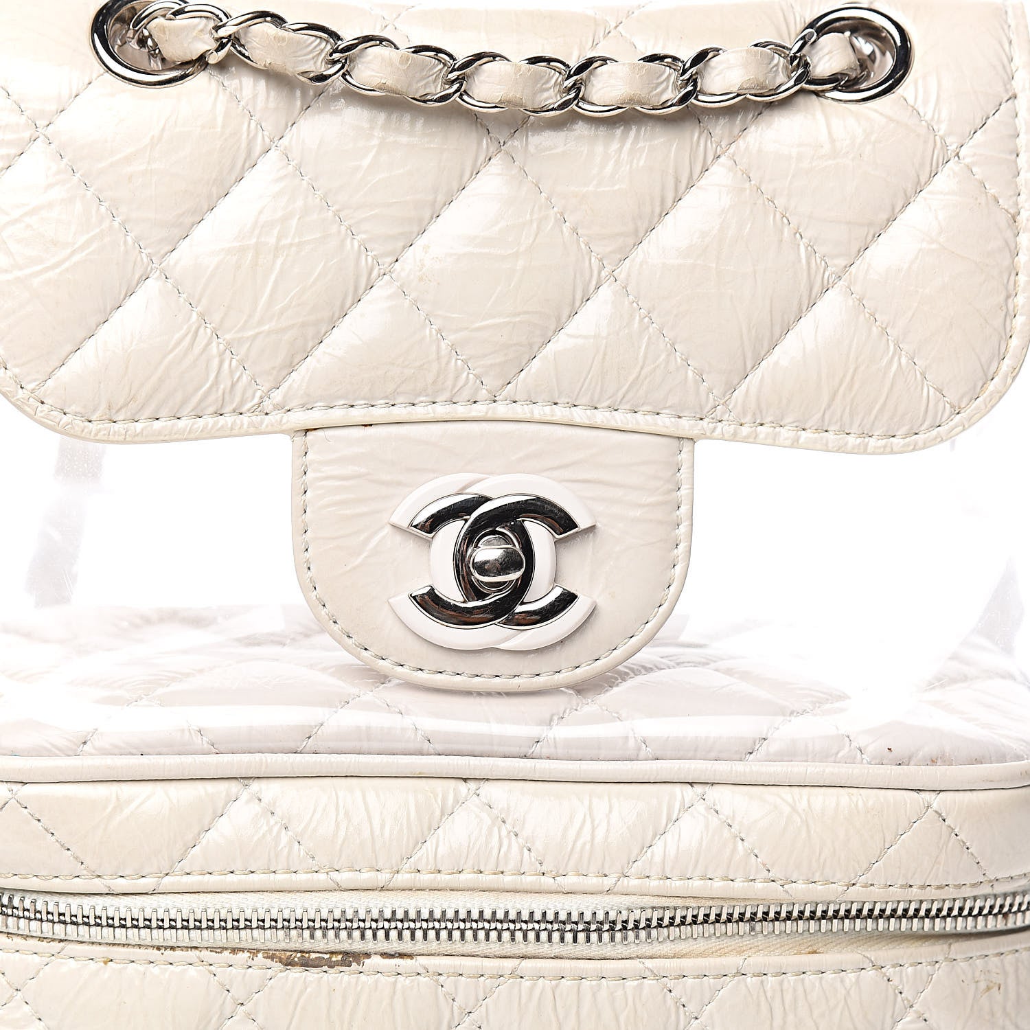 Chanel Crumpled Calfskin PVC Quilted Backpack White 16 of 18