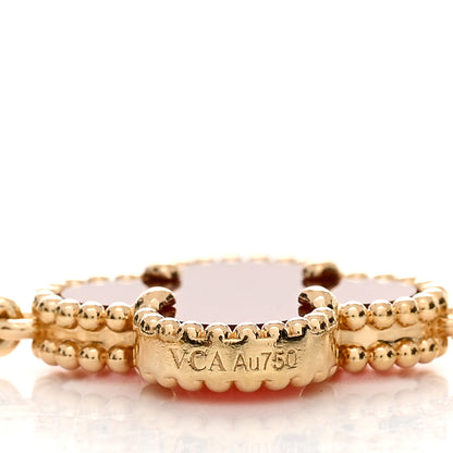 Van Cleef & Arpels 18K Yellow Gold Carnelian 5 Motifs Vintage Alhambra Bracelet 4 of 5