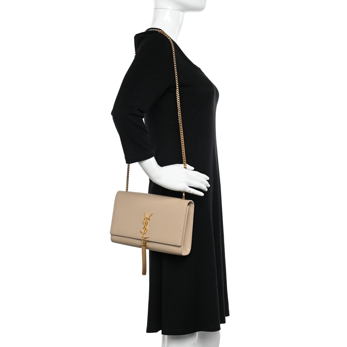Smooth Calfskin Medium Classic Monogram Kate Tassel Satchel Nude Powder