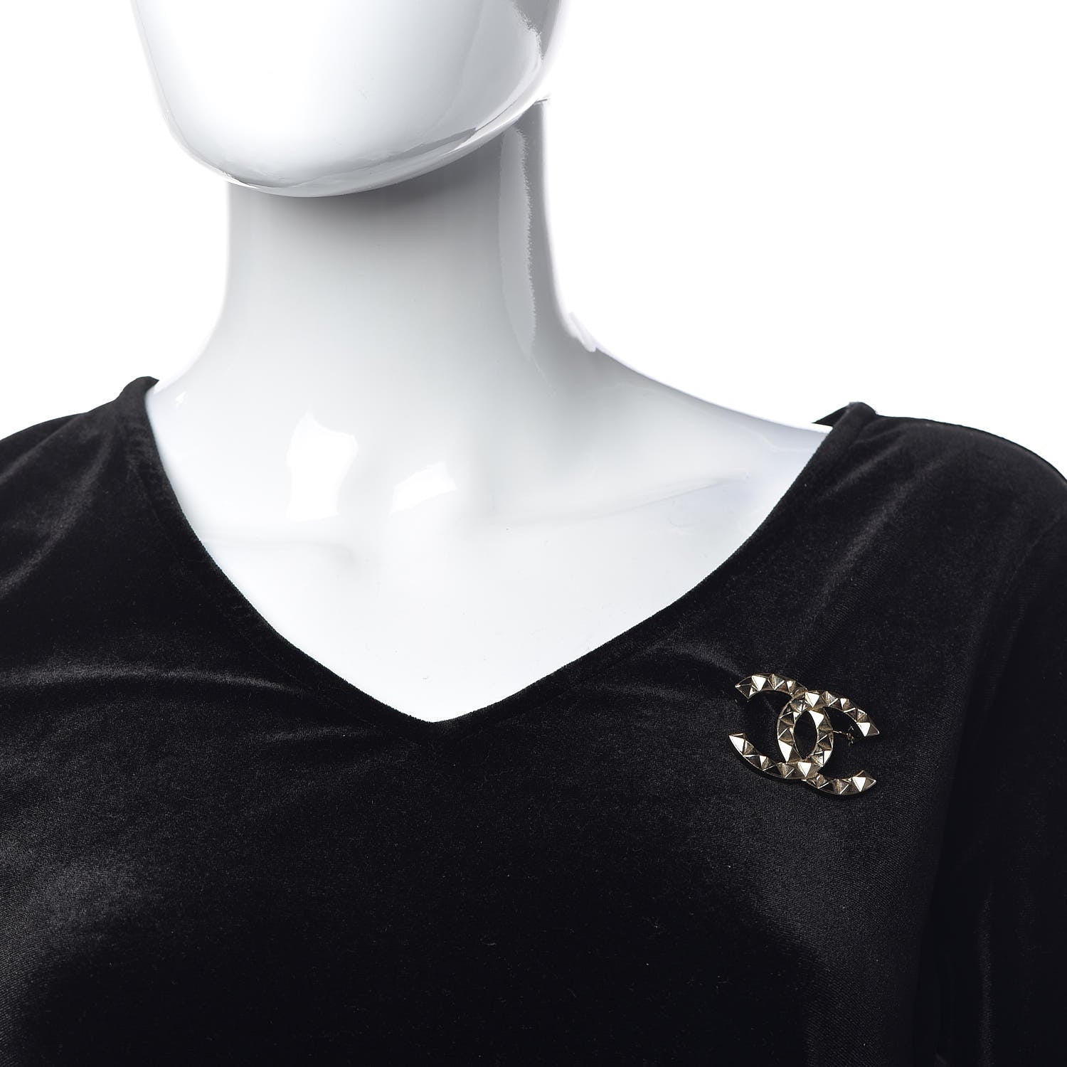 Chanel Studded CC Pin Brooch Gold 2 of 5