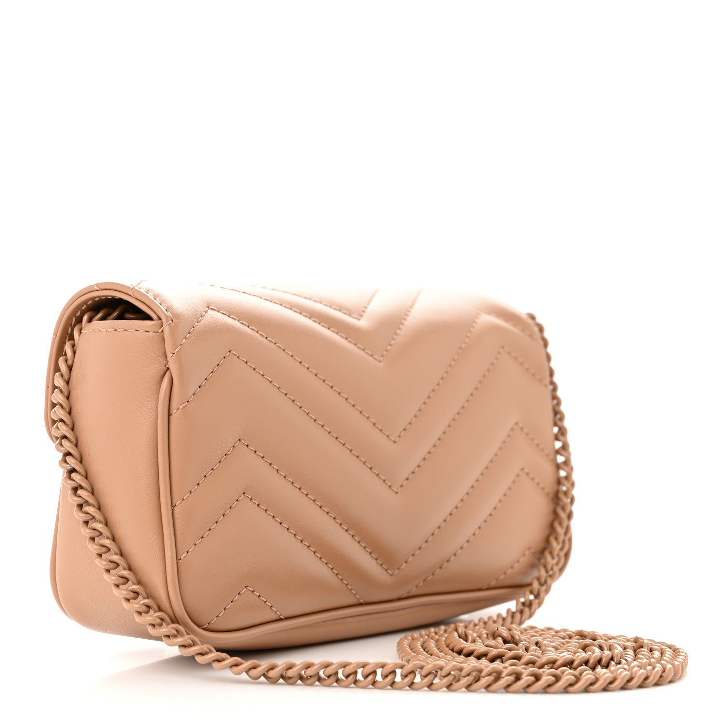 Gucci Calfskin Matelasse Monochrome Super Mini GG Marmont Shoulder Bag Camelia 3 of 11