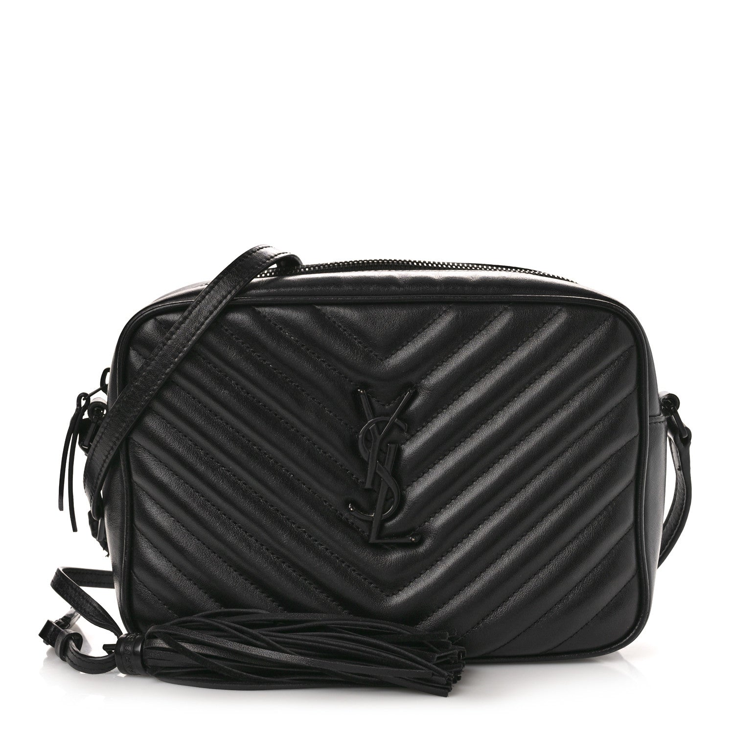 Saint Laurent SAINT LAURENT Calfskin Matelasse Monogram Monochrome Lou Camera Bag Black 1 of 16
