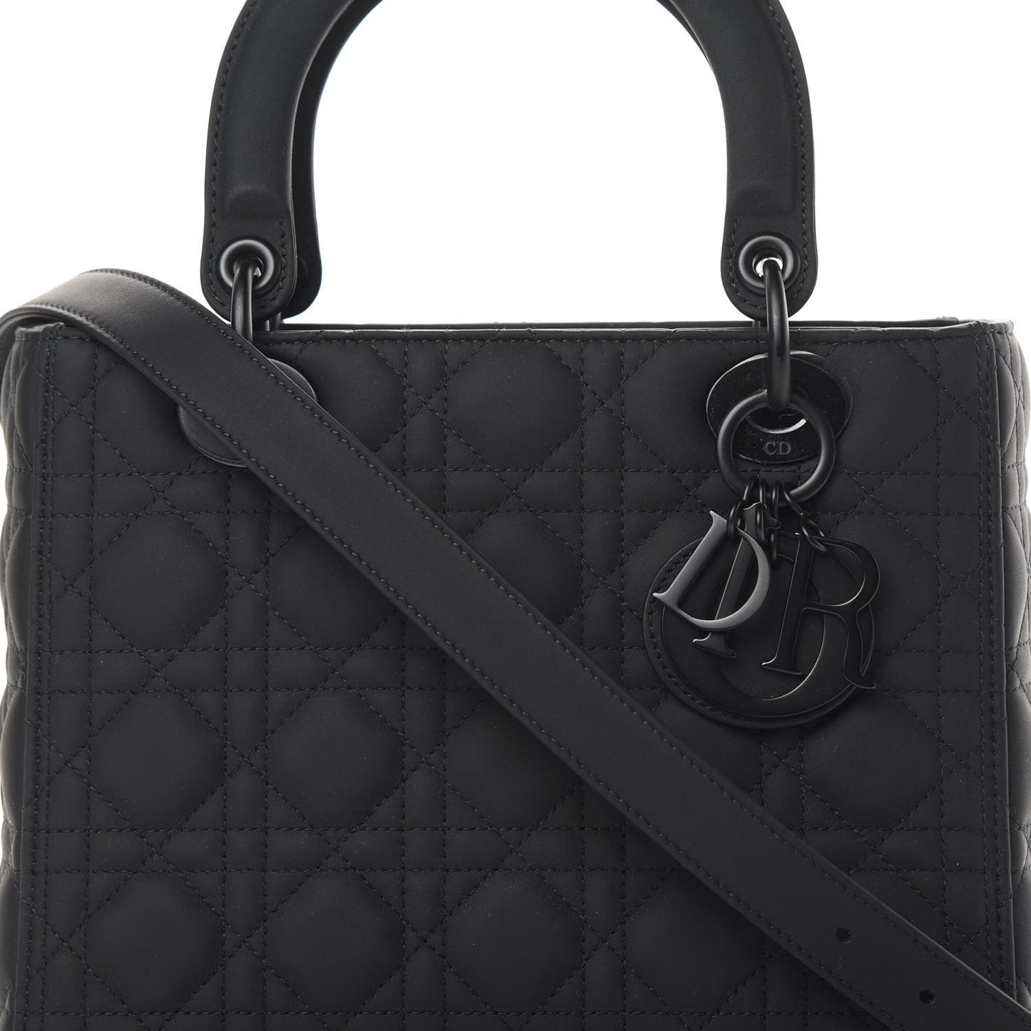 Ultra Matte Calfskin Cannage Medium Lady Dior Black