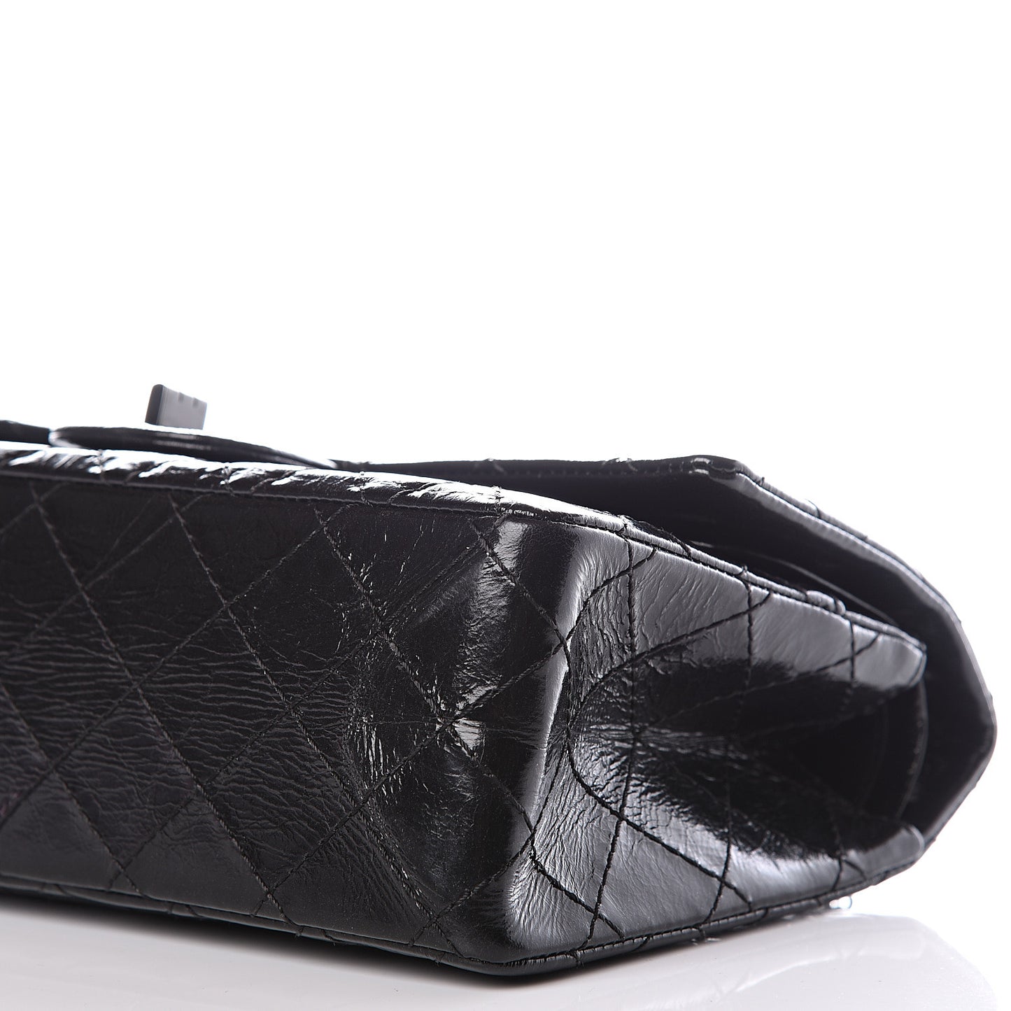 Glazed Aged Calfskin Quilted 2.55 Reissue 225 Flap So Black