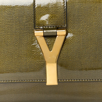 Saint Laurent Textured Patent Classic Y Ligne Clutch Olive 7 of 9