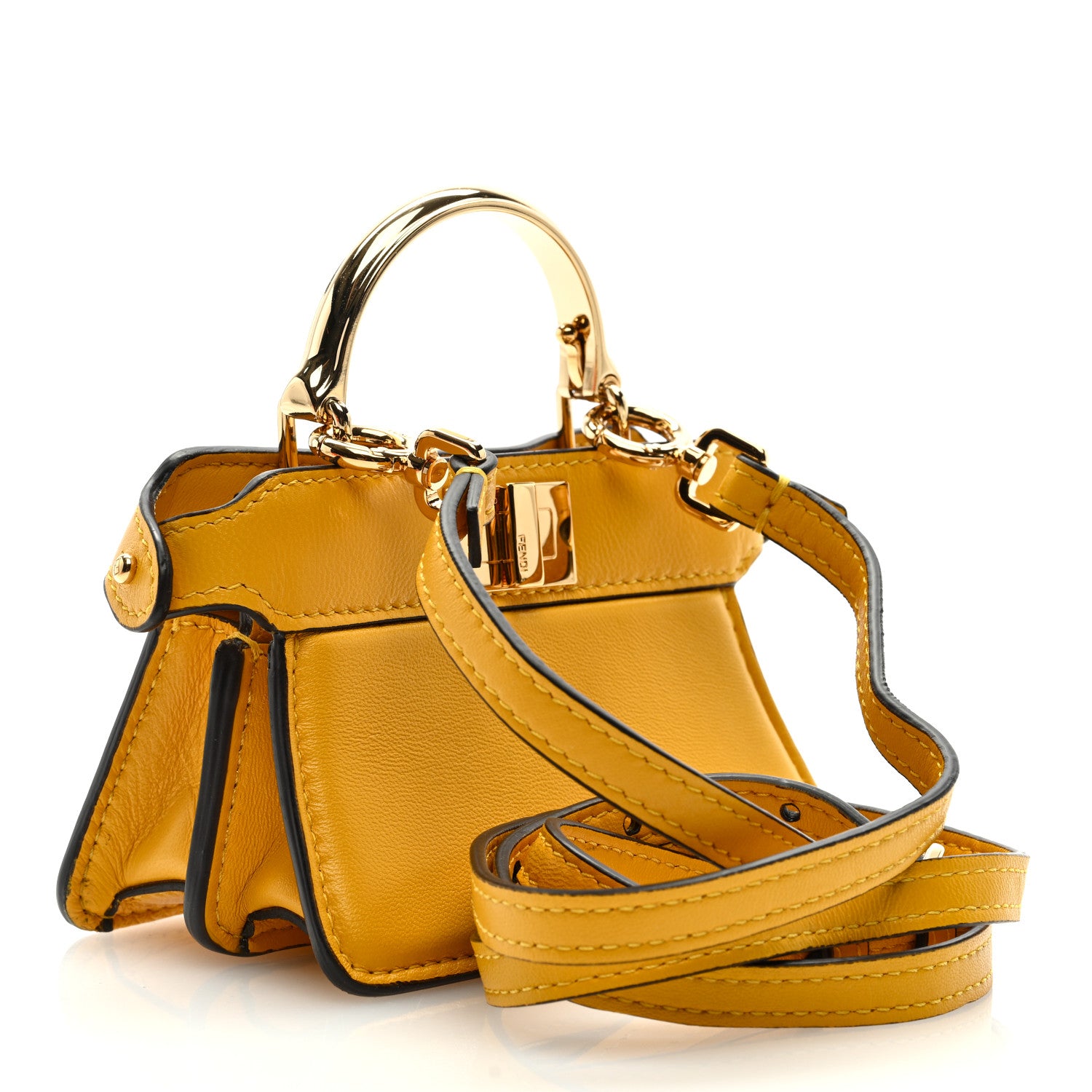 Fendi Shiny Nappa Nano Peekaboo Maxi Handle Satchel Mimosa 3 of 9