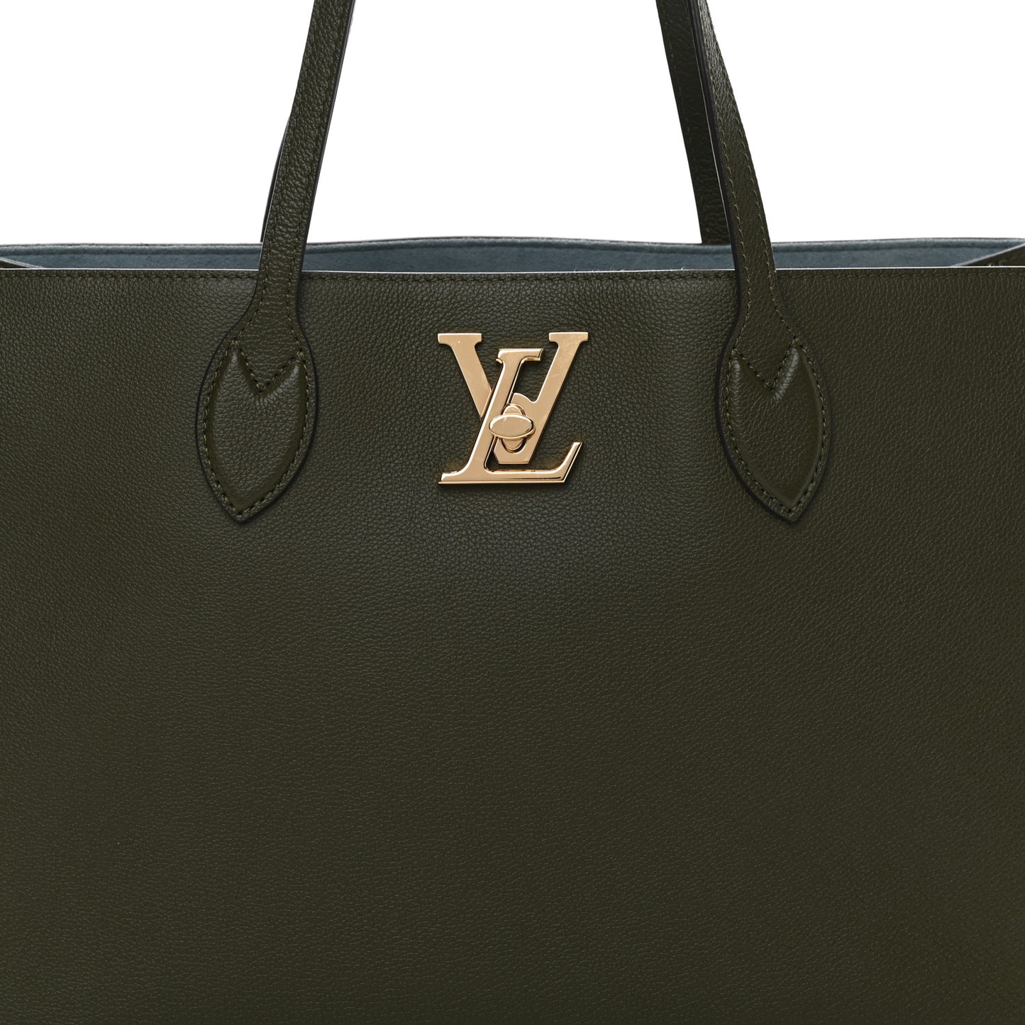 Grained Calfskin Lockme Shopper Kaki