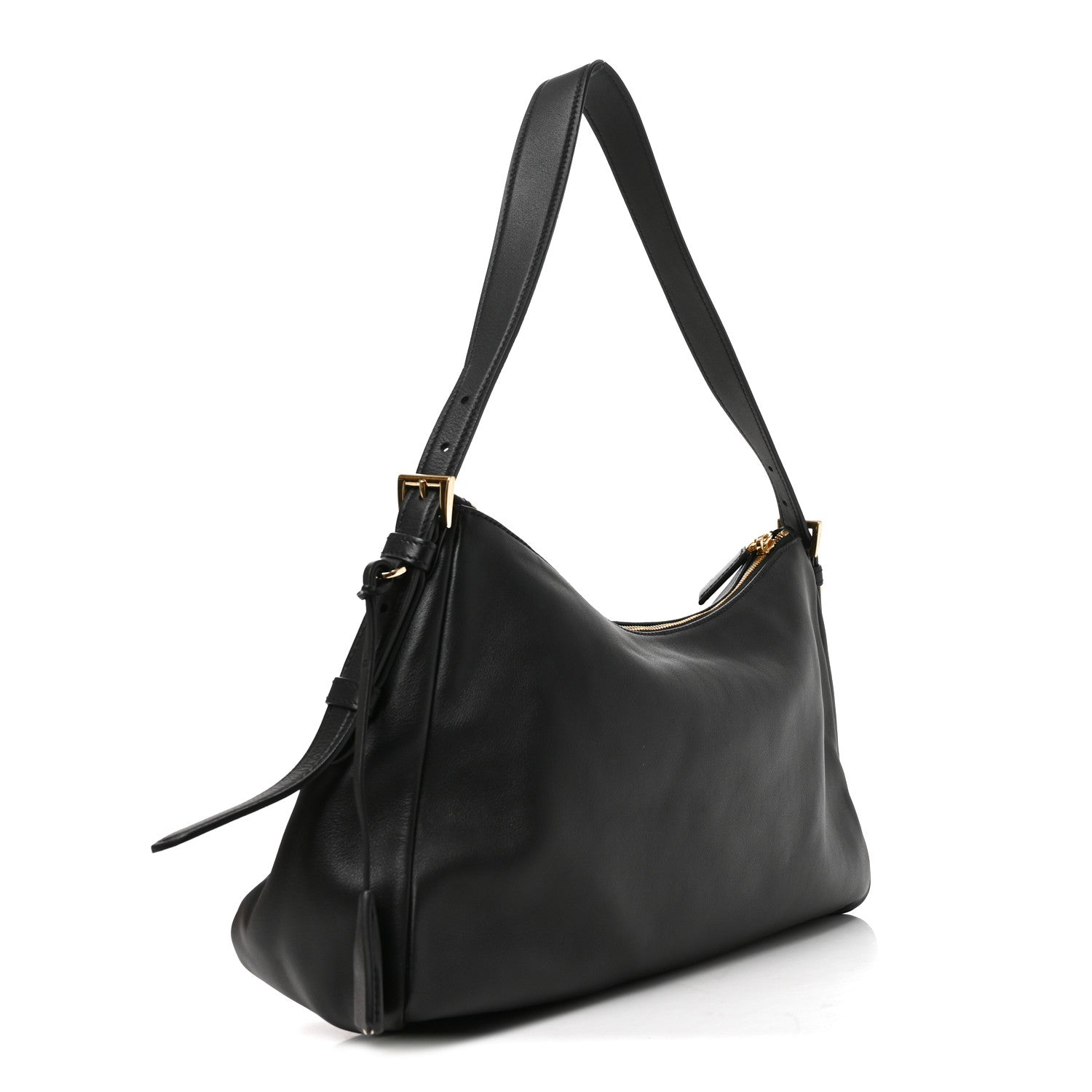 Prada Soft Calfskin Large Aimee Shoulder Bag Black 2 of 8