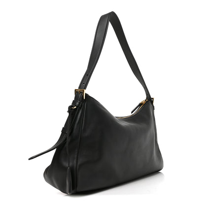 Prada Soft Calfskin Large Aimee Shoulder Bag Black 2 of 8