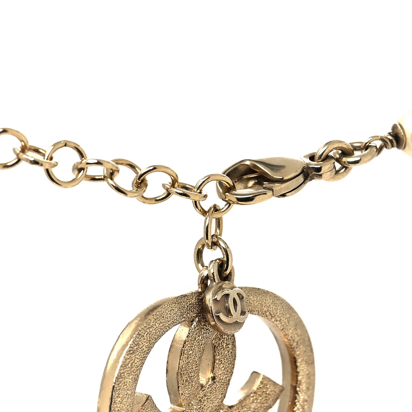 Swarovski Crystal Pearl CC Heart Necklace Gold
