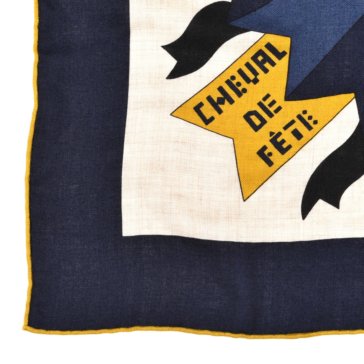 Cashmere Silk Cheval De Fete Shawl 140 Naturel Marine Moutarde