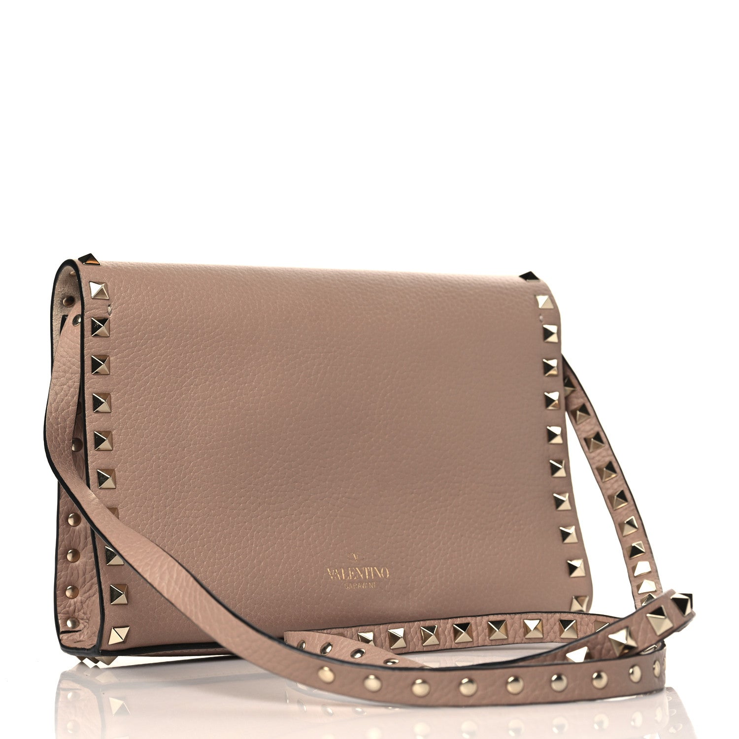 Valentino Garavani Pebbled Calfskin Medium Rockstud Flip Lock Crossbody Bag Poudre 3 of 8