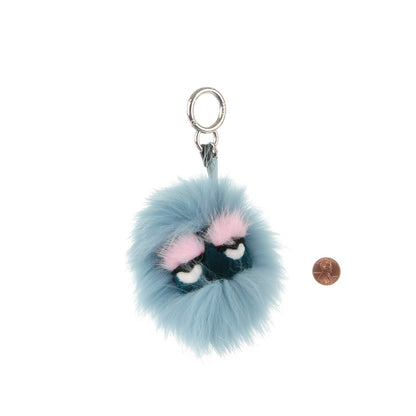Fendi Fox Mink Rabbit Fur Vitello Flamingo Mini Monster Bag Bug Charm Lagoon Black Multicolor 2 of 4