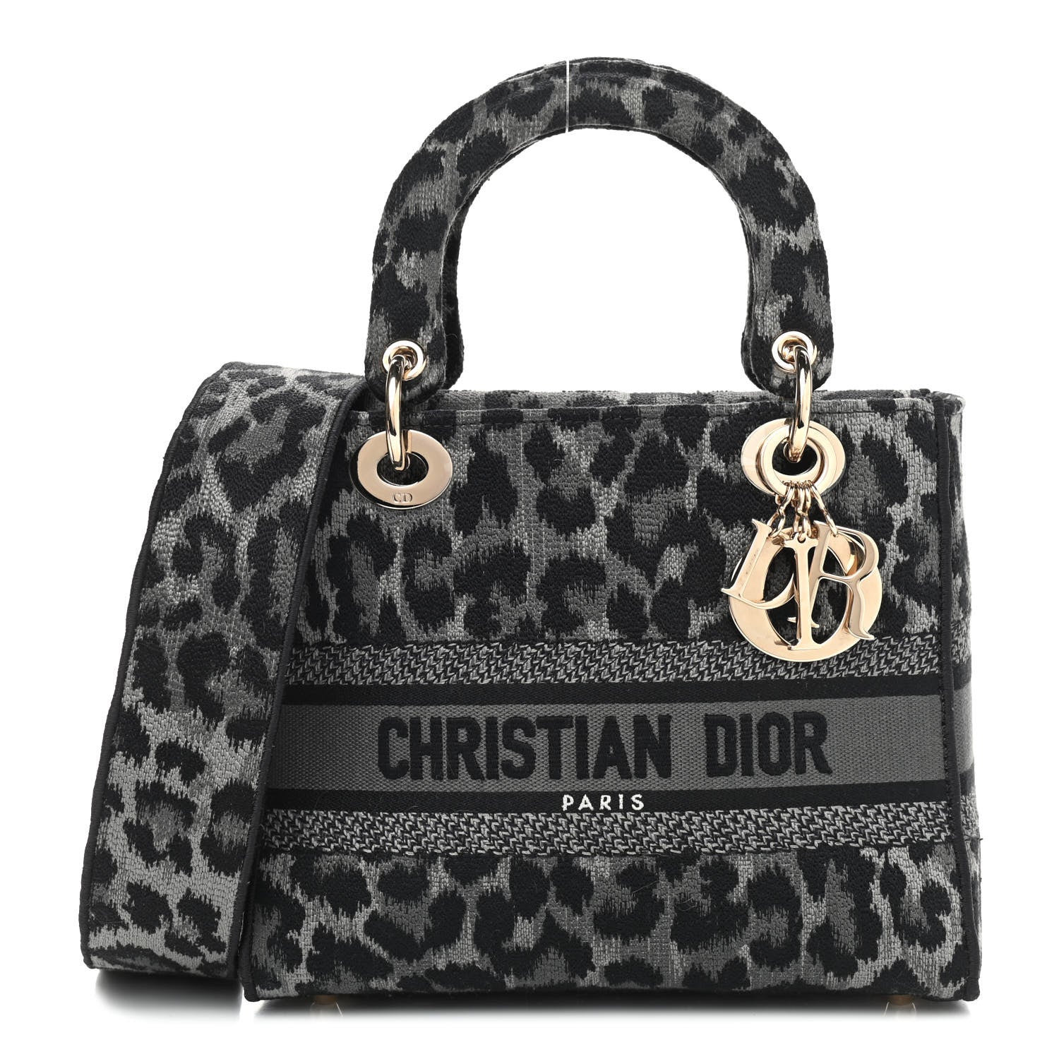 Christian Dior Canvas Mizza Embroidered Medium Lady D-Lite Gray 1 of 7