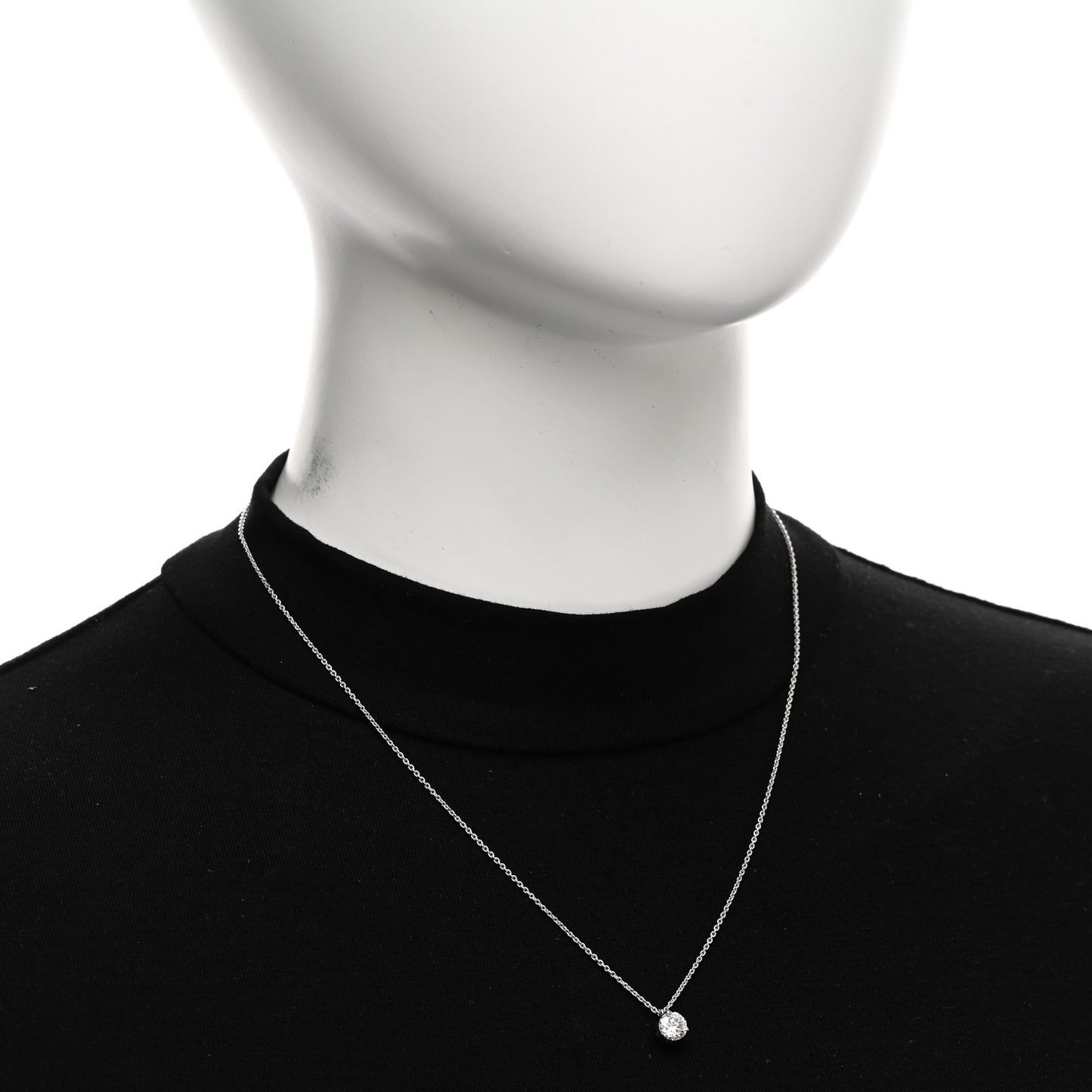 18K White Gold Diamond .92ct Cento Solitaire Pendant Necklace
